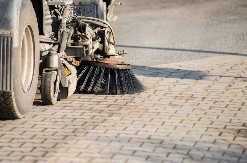 commercial vehicle sweeping street